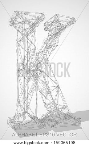 Abstract illustration of a Pencil sketched uppercase letter K with Transparent Shadow. Hand drawn 3D K for your design. EPS 10 vector illustration.