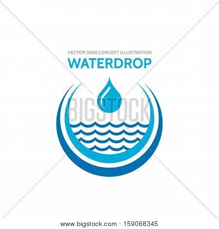 Water drop - vector business logo template concept illustration. Blue wave creative sign. Design element.