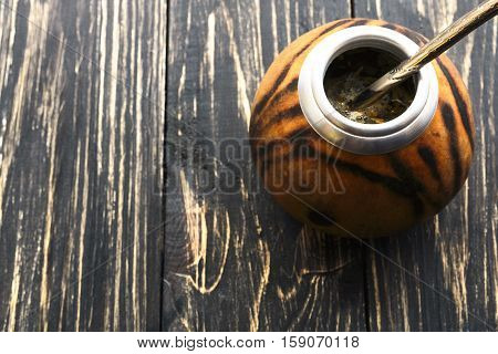 Yerba Mate Tea In A Wooden Mate Calabash