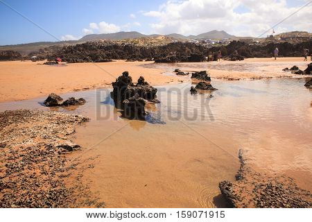 LIENCRES DUNES SPAIN - AUGUST 21: View of the Liencres dunes nature reserve in the Cantabrian sea on August 21 2016
