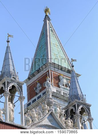 Belltower Of Basilica Of Saint Mark In Venice In Italy