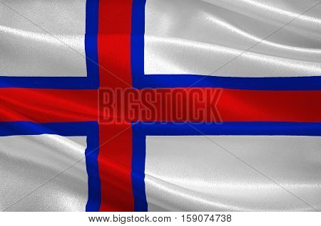 Flag of Faroe Islands is an island country of Denmark Kingdom. 3d illustration