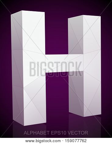 Abstract White 3D polygonal 0 with reflection. Low poly alphabet collection. EPS 10 vector illustration.