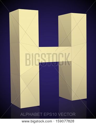Abstract Yellow 3D polygonal 0 with reflection. Low poly alphabet collection. EPS 10 vector illustration.