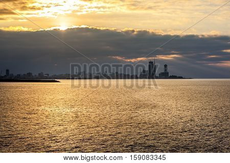 Beautiful Sea Landscape In Ajaria, Georgia. View On Batumi City - 24.11.2016