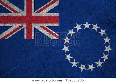Cook Islands Flag On An Old Grunge Background