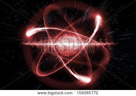 Close up of pink atomic particle background science 3D illustration