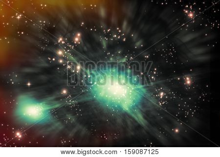 Giant universe starscape 3D illustration with colorful space clouds