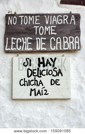 Signs In Guane, Colombia