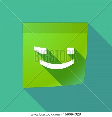 Long Shadow Note With  A Wink Text Face Emoticon