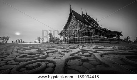 thailand Church in Ubon Ratchathani Province thailand black and white.