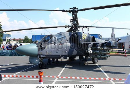 St. Petersburg Russia Jule 5 2013 Attack helicopters Ka-52 Alligator