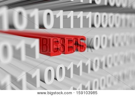 BBS in binary code with blurred background 3D illustration