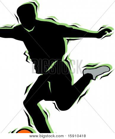 Soccer Player hitting a ball.pantone-colors.vector-Abbildung