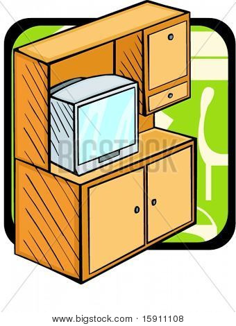 Bookcase พร้อมเซตทีวีสี Pantoneภาพเวกเตอร์