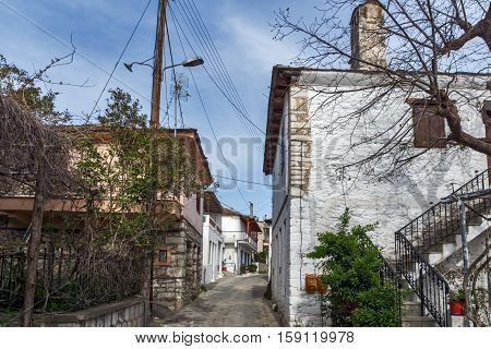 Street in the village of Theologos,Thassos island, East Macedonia and Thrace, Greece