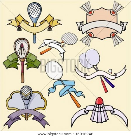 Un set di 8 modelli di sport di vettore di badminton.Pronto-a-cut.Pantone colori.