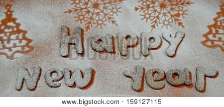 New Year cookies with powdered sugar under