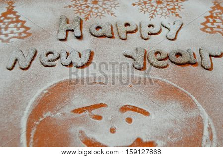 New Year cookies with powdered sugar under