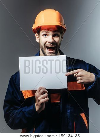 Excited Man Keeps Blank Paper