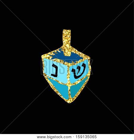 Chanukah sevivon. Gold. Doodle, zentangle, sketch, draw hand. Jewish religious holiday of Hanukkah. Hebrew letters. Coloring. Vector illustration.