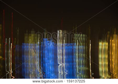 Abstract background made of Christmas lights with long exposure.