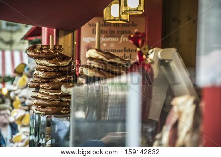 Typical Christmas market in Bolzano, Alto Adige in Italy