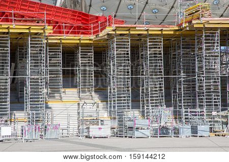 Scaffolding used as the temporary structure at a construction site