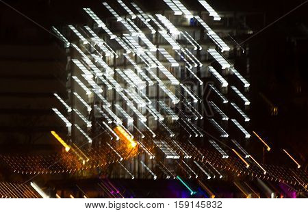 Abstract background made of Christmas lights with long exposure.