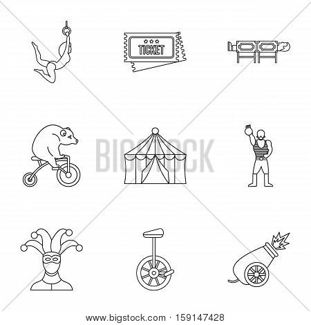 Circus chapiteau icons set. Outline illustration of 9 circus chapiteau vector icons for web