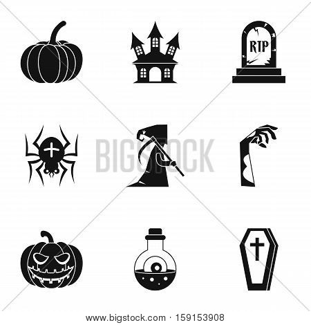 Terrible holiday icons set. Simple illustration of 9 terrible holiday vector icons for web