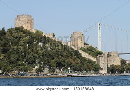 Rumelian Castle in Bosphorus Strait Coast of Istanbul City Turkey
