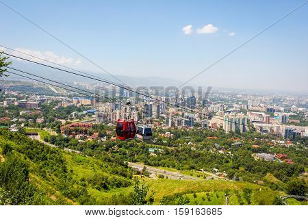 Almaty Skyline With Cable Car