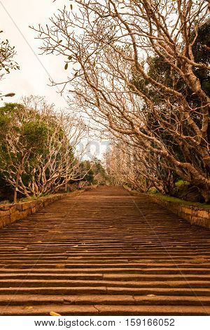 Stairway to Buddhist temple MIHINTALE SRI LANKA
