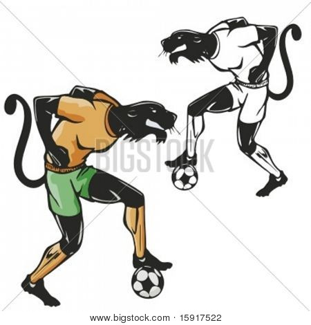Jaguar-Fußball-Maskottchen für Sport-Teams. Ideal für T-shirt Designs, Maskottchen Schullogo und andere de