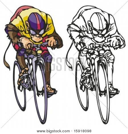 Scimmia bicicletta mascotte. Grande per t-shirt design, logo mascotte della scuola e qualsiasi altro progetto di lavoro. Lettura