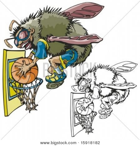 Basketbol Maskot sinek. Büyük t-shirt tasarımları, okul maskotu logosu ve başka bir tasarım çalışması. Okuma