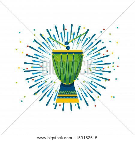 drum instrument of brazil musical culture over white background. colorful design. vector illustration