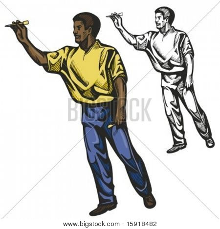 Darts player. Vector illustration