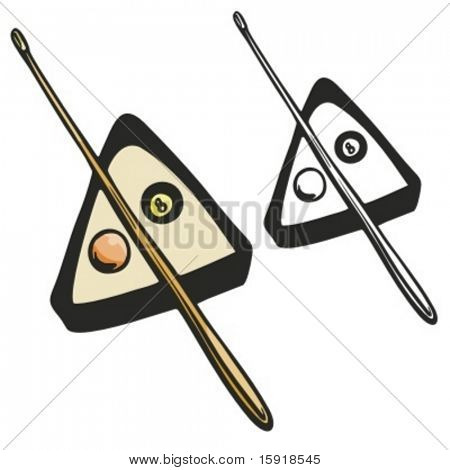 台球设备包括球、 一根棍子和机架。矢量插画