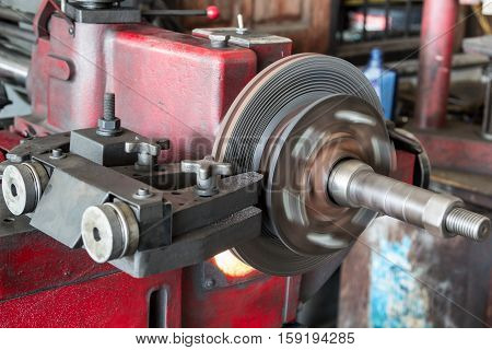 Disk Brake Machine Working To Rebuild Serface