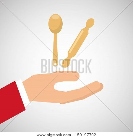 bakery cooking hand roller and spoon vector illustration eps 10