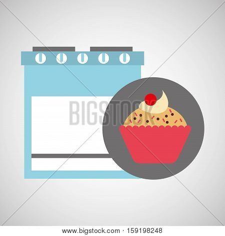 kitchen bakery concept cupcake cherry vector illustration eps 10