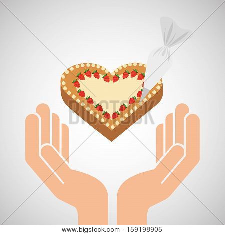 hands food preparing cake ht decor vector illustration eps 10