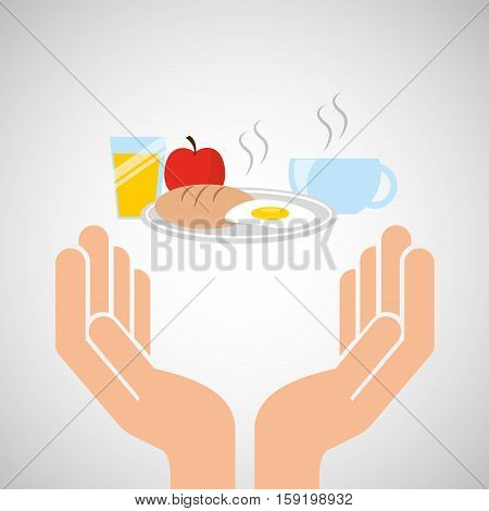 hands food preparing breakfast vector illustration eps 10