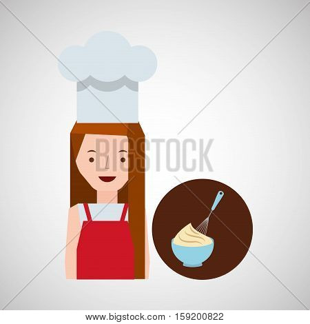 cooker girl beater mix dough vector illustration eps 10