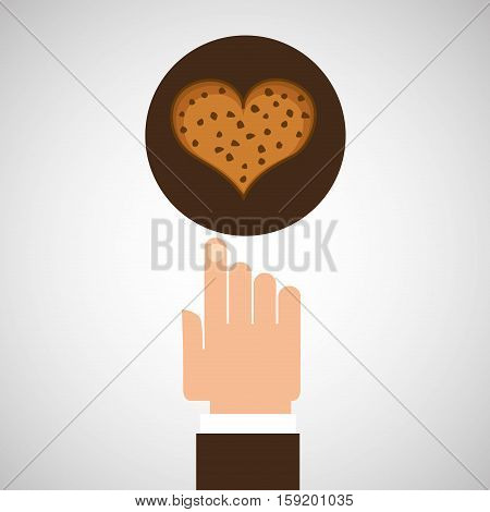 hand with cookie ht chips chocolate vector illustration eps 10