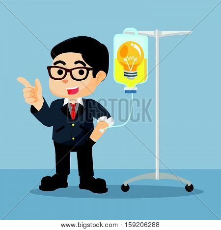 business man getting the bulb idea infusion