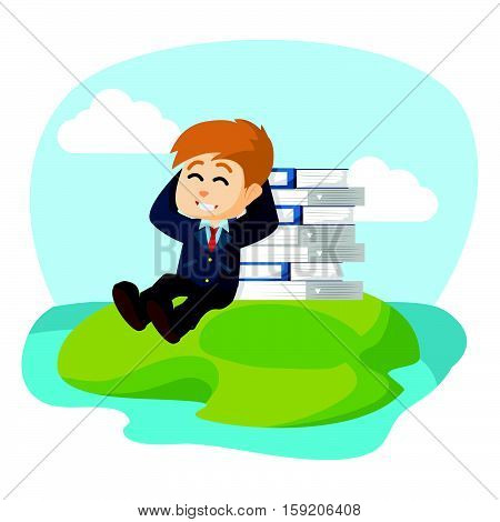 businessman enjoying his holiday after work illustration design