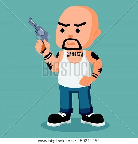 gangster holding a gun eps10 vector illustration design
